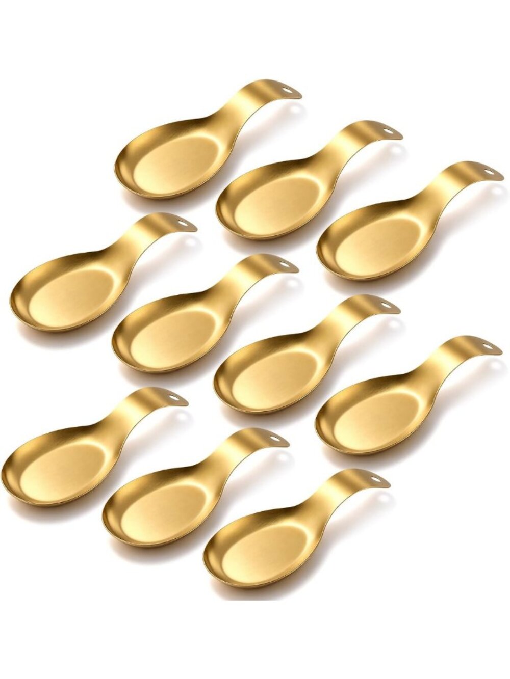 10 Pcs Gold Spoon Rest Set | Large Stainless Steel Utensil Holder for Kitchen